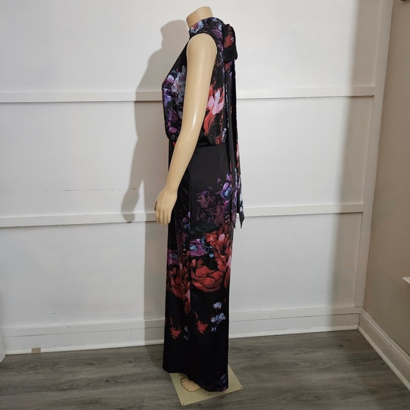 Ted Baker Floral Halter Neck Wide Leg Jumpsuit Black Multi Size 5/US 12 - Picture 6 of 14